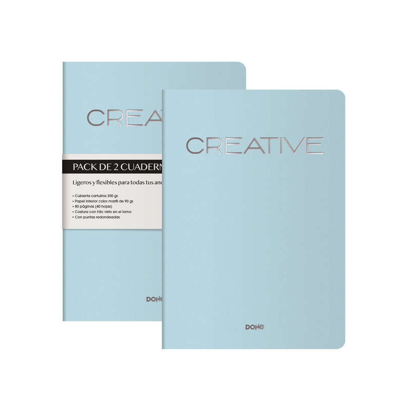 Dohe Creative Cuaderno Notebook A4 40 Hojas Lisas (2u.)
