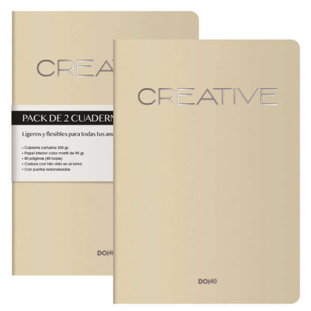 Dohe Creative Cuaderno Notebook A4 40 Hojas Lisas (2u.)