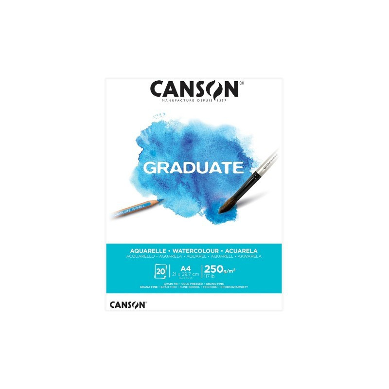Canson Graduate Acuarela Bloc Encolado de 20 Hojas A4