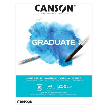 Canson Graduate Acuarela Bloc Encolado de 20 Hojas A4
