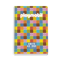 Dohe Playmobil Unite As One Cuaderno Espiral Folio 80 Hojas Cuadricula 4mm con Margen