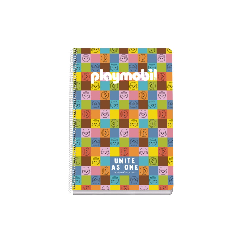 Dohe Playmobil Unite As One Cuaderno Espiral Folio 80 Hojas Cuadricula 4mm con Margen