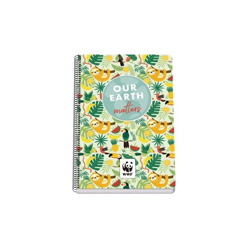 Dohe WWF Tropic Cuaderno Espiral Folio 80 Hojas Cuadricula 4mm con Margen
