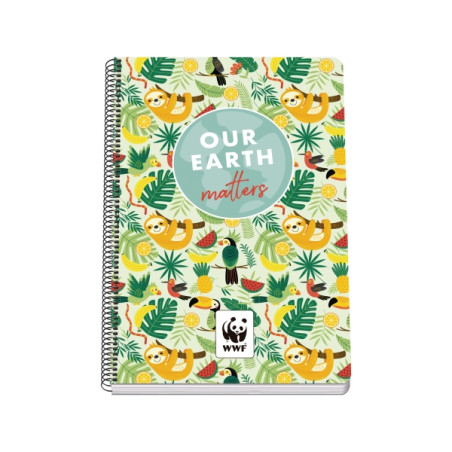Dohe WWF Tropic Cuaderno Espiral Folio 80 Hojas Cuadricula 4mm con Margen