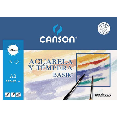 Canson Acuarela Basik Minipack de 6 Hojas A3