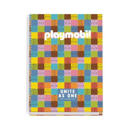 Dohe Playmobil Unite As One Cuaderno Espiral A4 100 Hojas Microperforadas Cuadricula 5mm