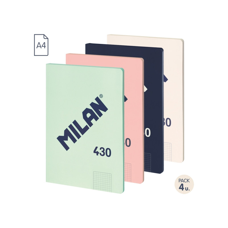 Milan 430 Since 1918 Pack de 4 Libretas A4 Encoladas
