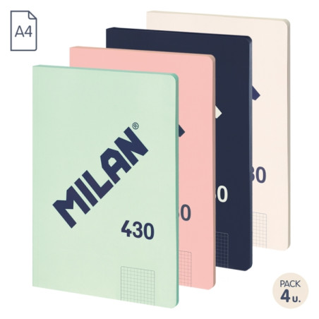 Milan 430 Since 1918 Pack de 4 Libretas A4 Encoladas