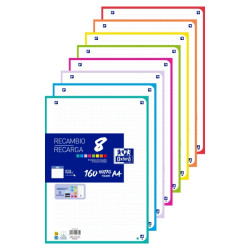 Oxford Recambio de 160 Hojas con 4 Taladros Surtido Formato A4 - Cuadricula 5x5 Enmarcada - Anti