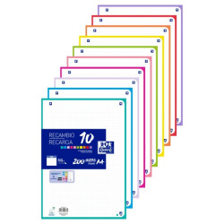 Oxford Recambio de 200 Hojas con 4 Taladros Surtido Formato A4 - Cuadricula 5x5 Enmarcada - Anti