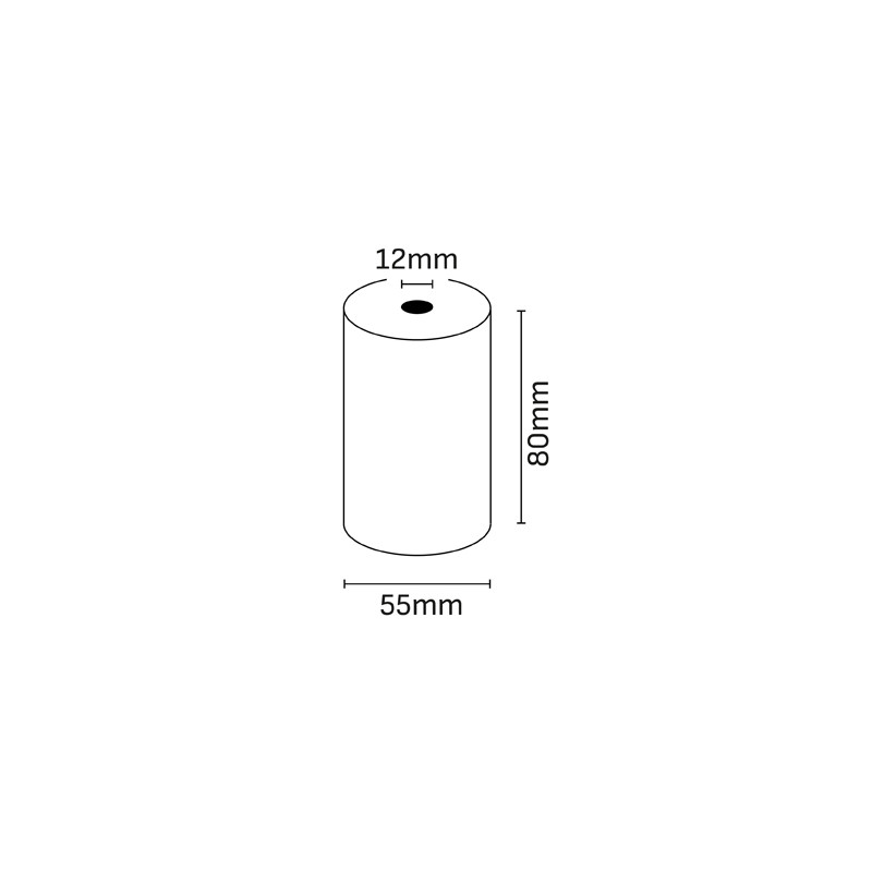 Oqonos Rollo de Papel Termico 80x55x12mm, Libre de BPA, FSC (5u.)