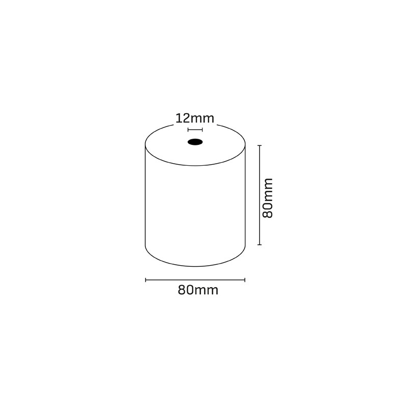Oqonos Rollo de Papel Termico 80x80x12mm, Libre de BPA, FSC, 74.2 metros, 55 gramos (5u.)