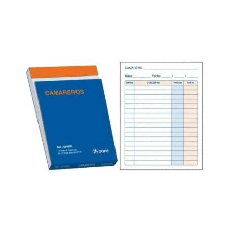 Dohe Talonario de Comandas Duplicado a 2 Tintas 50x2 Hojas Varios Octavo Natural