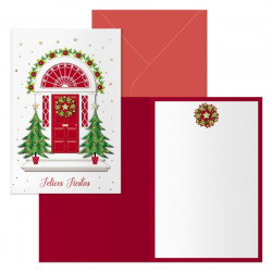 Dohe Red Door Pack de 6 Tarjetas de Felicitacion Navideña con Sobre