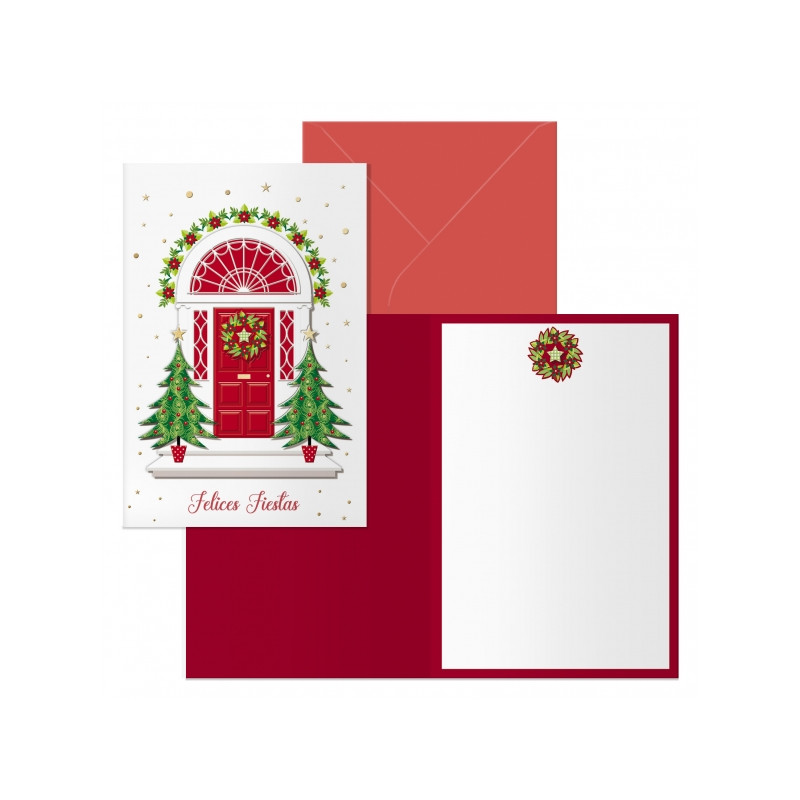 Dohe Red Door Pack de 6 Tarjetas de Felicitacion Navideña con Sobre