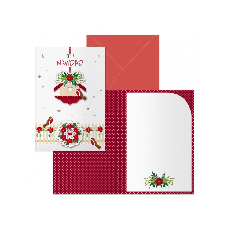 Dohe Bird House Pack de 6 Tarjetas de Felicitacion Navideña con Sobre