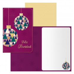 Dohe Esferas Pack de 6 Tarjetas de Felicitacion Navideña con Sobre