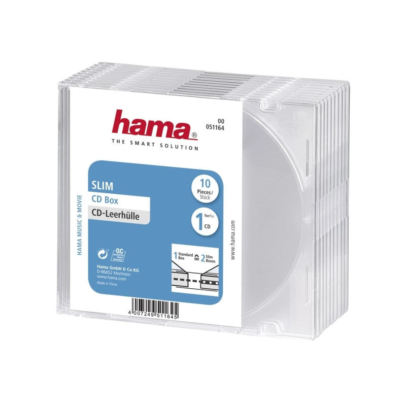 Hama Slim Pack de 10 Cajas Vacias para CD/DVD