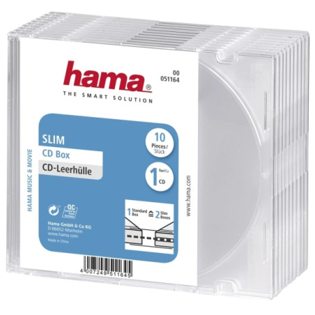 Hama Slim Pack de 10 Cajas Vacias para CD/DVD