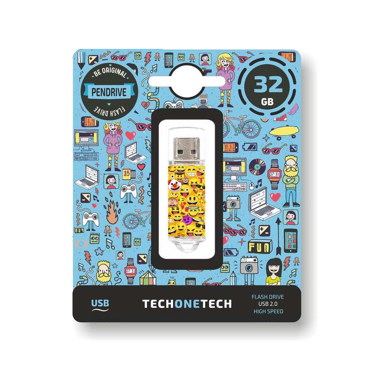 TechOneTech Emojis Memoria USB 2.0 32GB (Pendrive)