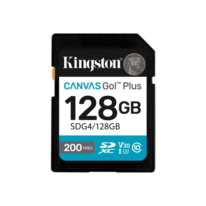 Kingston Tarjeta SDXC 128GB UHS-I U3 V30 Clase 10 200MB/s Canvas Go Plus