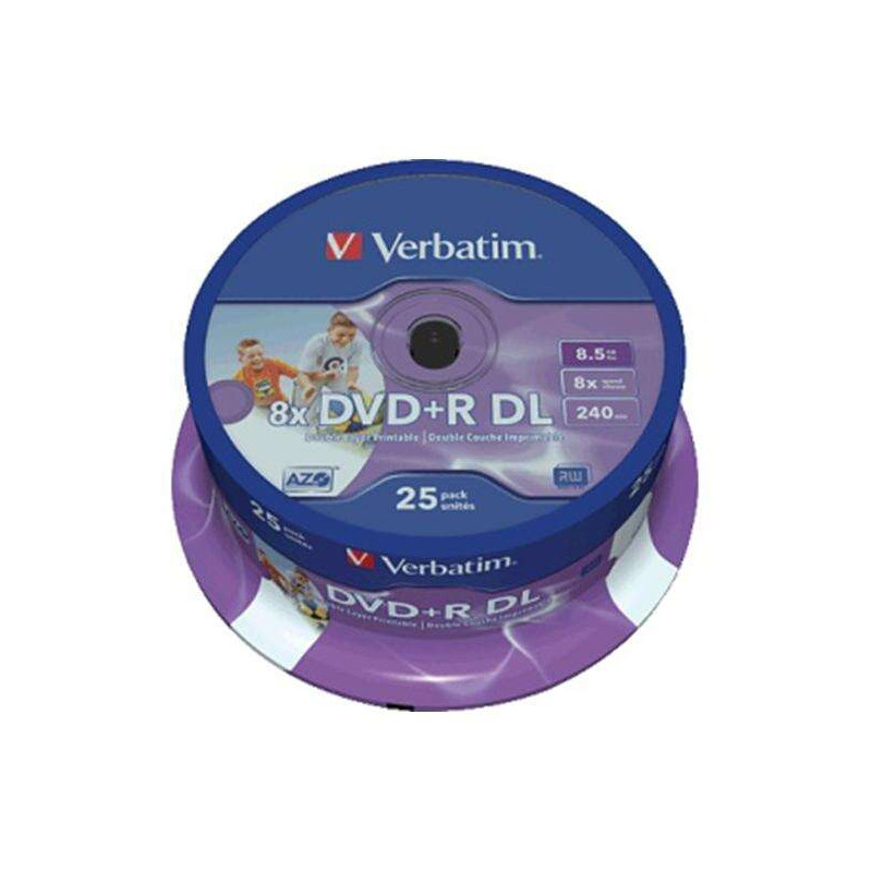 Verbatim DVD+R Doble Capa Printables 8x 8.5GB (Tarrina 25 Uds)
