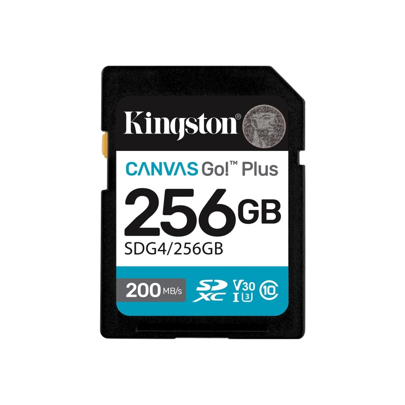 Kingston Tarjeta SDXC 256GB UHS-I U3 V30 Clase 10 200MB/s Canvas Go Plus