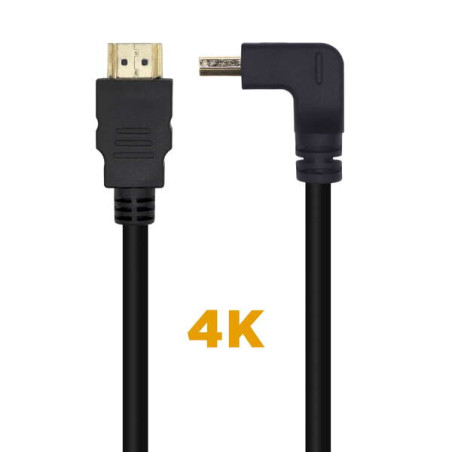 Aisens Cable HDMI V2.0 Acodado Premium Alta Velocidad / HEC 4K@60Hz 18Gbps