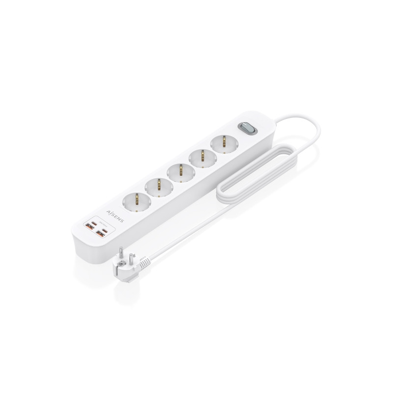 Aisens Regleta con 5 Tomas Schuko Blanco