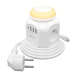 Aisens Regleta de Enchufes Sobremesa Multifuncion con 4 Tomas + 1xUSB-C