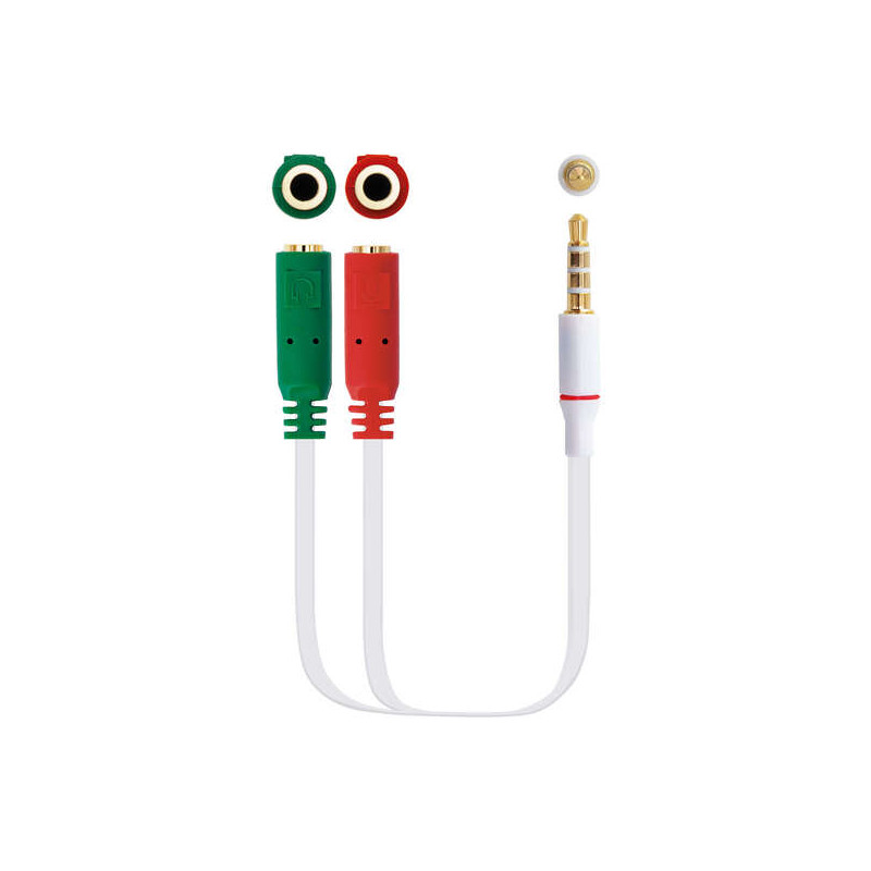 Nanocable Cable Adaptador Audio Jack 3.5mm Macho 4 Pines a 2x Jack 3.5mm Hembra 3 Pines 0.20m
