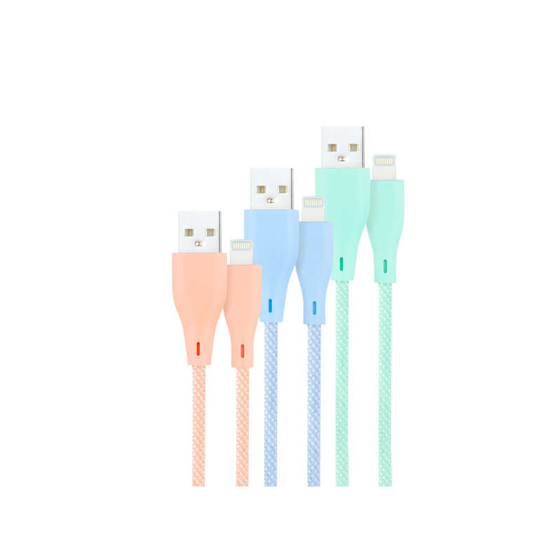 Nanocable Pack de 3 Cables Mallados USB-A Macho a Lightning Macho