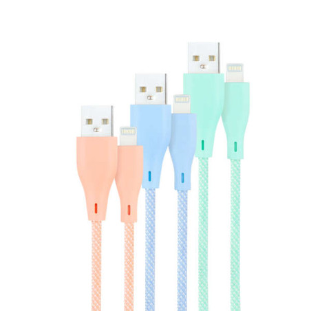 Nanocable Pack de 3 Cables Mallados USB-A Macho a Lightning Macho