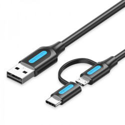 Vention Cable USB 2.0 Macho a MicroUSB+USB-C Macho