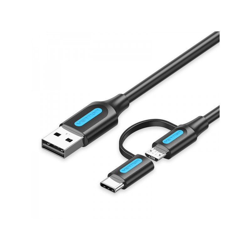 Vention Cable USB 2.0 Macho a MicroUSB+USB-C Macho