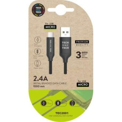 TechOneTech Cable USB-A Macho a Micro-USB Macho 1m
