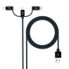 Nanocable Cable USB-A 2.0 Macho a USB-C, MicroUSB, Lightning Macho 1m