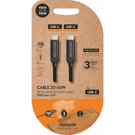 TechOneTech Cable USB-C Macho a USB-C Macho 1m