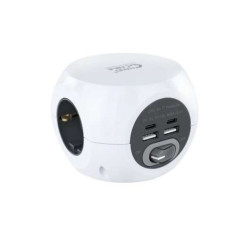 Nanocable Base de 3 Enchufes Tipo F + 2x USB-A y 2x USB-C con Interruptor