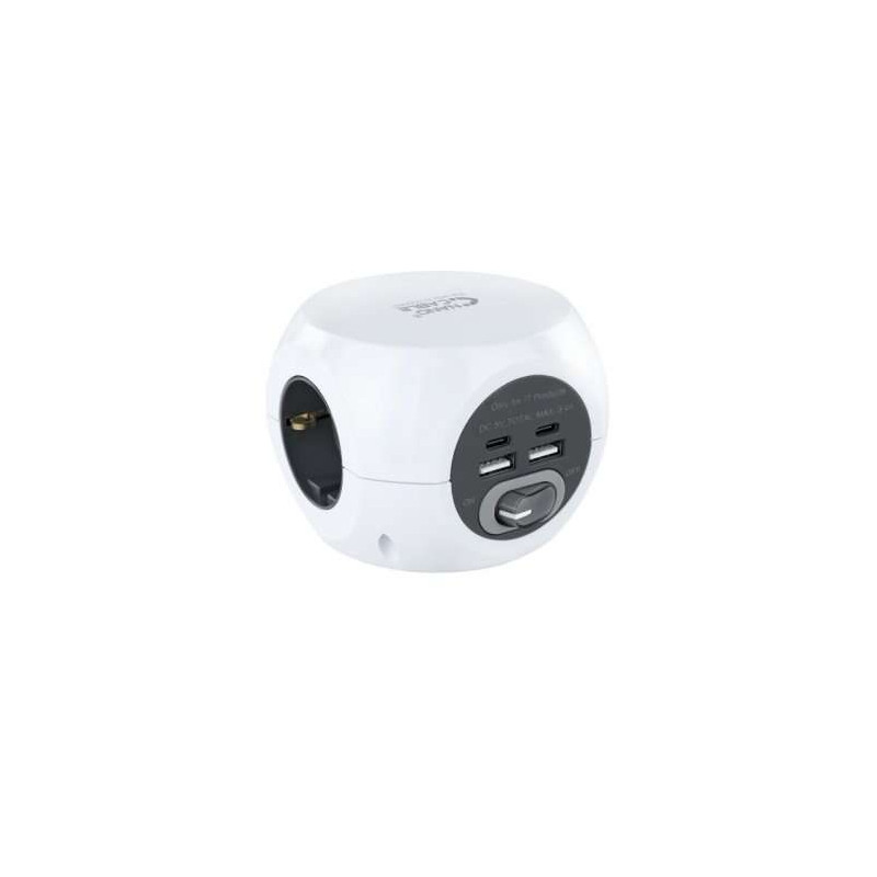 Nanocable Base de 3 Enchufes Tipo F + 2x USB-A y 2x USB-C con Interruptor