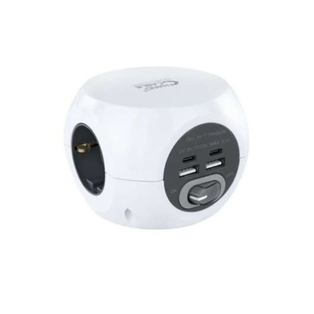 Nanocable Base de 3 Enchufes Tipo F + 2x USB-A y 2x USB-C con Interruptor