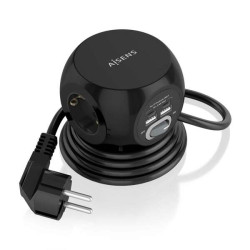 Aisens Regleta de Enchufes Sobremesa Multifuncion con 3 Tomas + 2xUSB-C