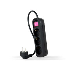 Nanocable Regleta 3 Tomas Interruptor 1.4m BK