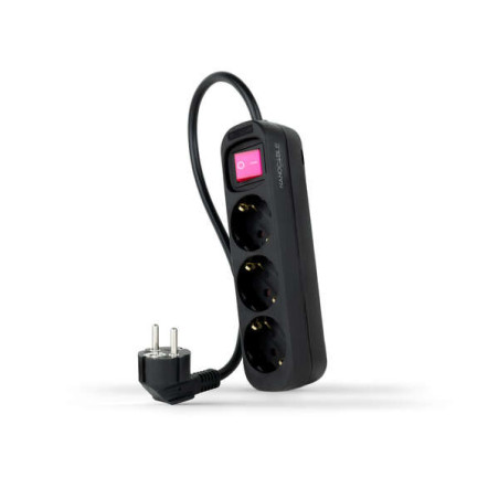 Nanocable Regleta 3 Tomas Interruptor 1.4m BK
