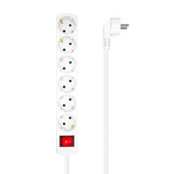 Aisens Regleta Multiple de 6 Tomas con Interruptor con Cable 3×1.5mm2