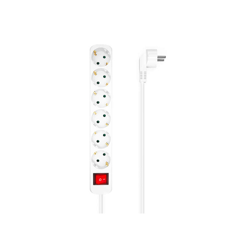 Aisens Regleta Multiple de 6 Tomas con Interruptor con Cable 3×1.5mm2