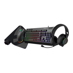 Unykach Pack Gaming NOVA 4in1 USB Teclado Multimedia + Raton 7200dpi + Auriculares con Microfono + Alfombrilla XL