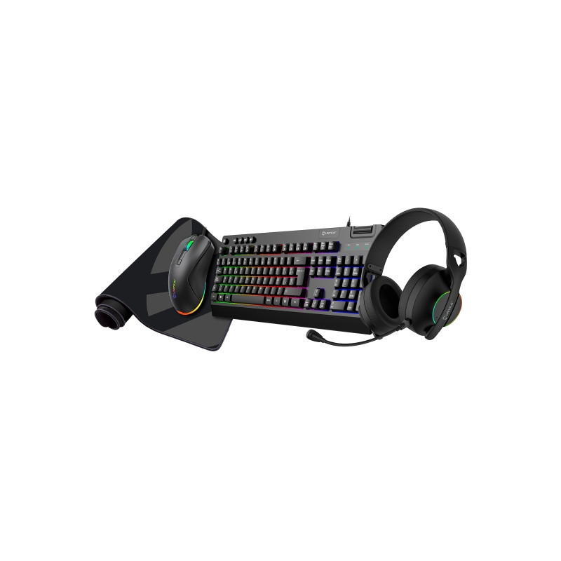 Unykach Pack Gaming NOVA 4in1 USB Teclado Multimedia + Raton 7200dpi + Auriculares con Microfono + Alfombrilla XL
