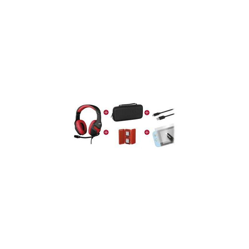 Konix Mythics Gamer Switch Pack Auriculares + Funda de Transporte + Protector Pantalla Vidrio Templado + Estuche para 4