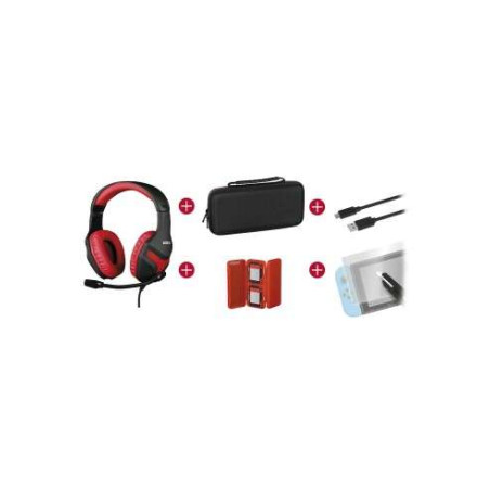 Konix Mythics Gamer Switch Pack Auriculares + Funda de Transporte + Protector Pantalla Vidrio Templado + Estuche para 4